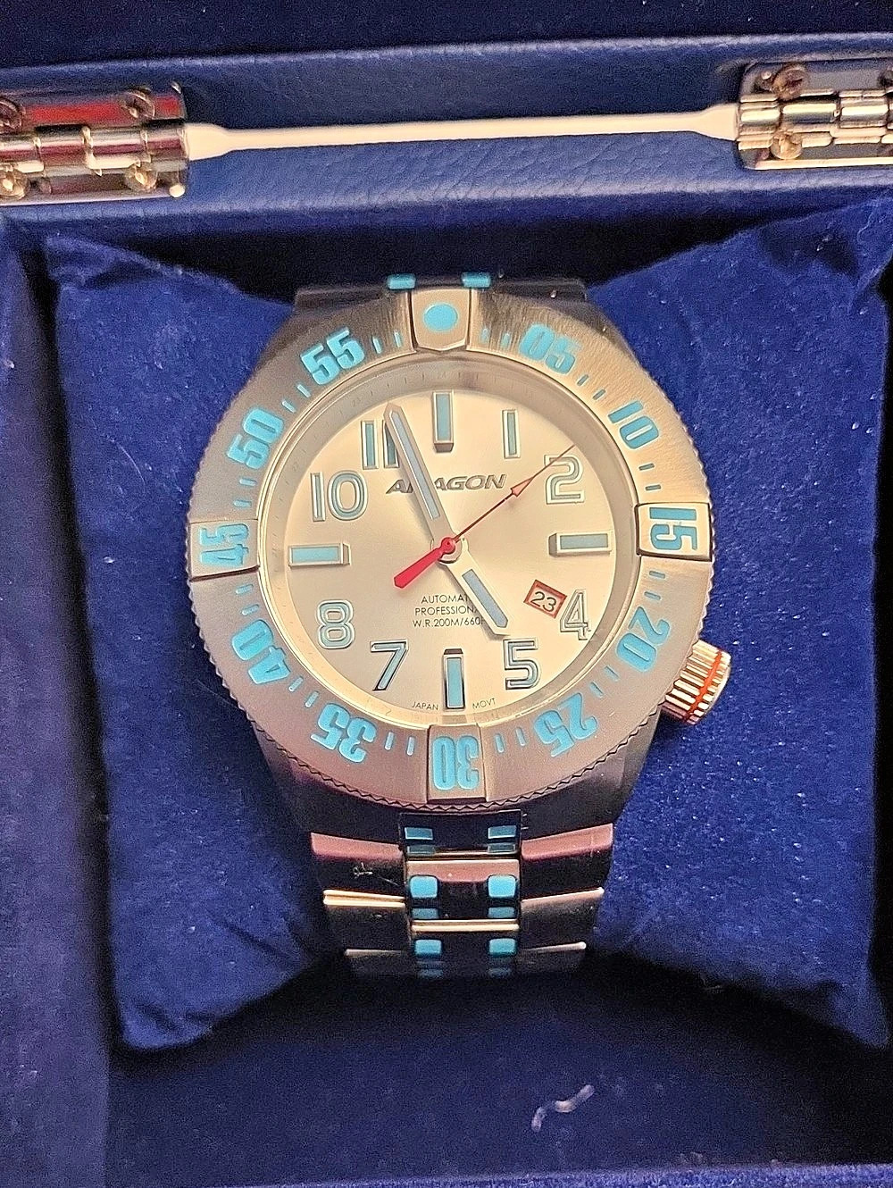 Aragon Divemaster Automatic Silver & Blue Watch